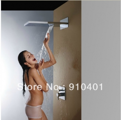 Wholesale And Retail Promotion Luxury Waterfall Rainfall Shower Faucet Set With Single Handle Valve Mixer Tap [Chrome Shower-2352|]