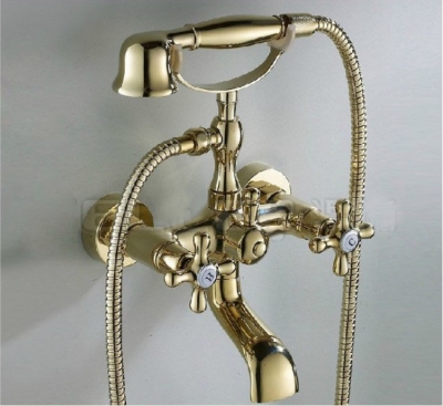 Wholesale And Retail Promotion Modern Golden Finish Wall Monted Bathroom Tub Faucet Solid Brass Tub Mixer Tap [Wall Mounted Faucet-5154|]