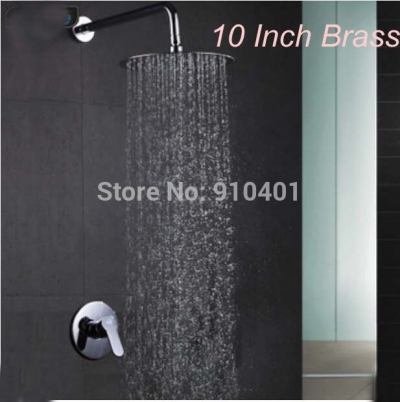 Wholesale And Retail Promotion NEW Chrome Brass 10" Round Rain Shower Faucet Set Single Handle Valve Mixer Tap [Chrome Shower-2073|]