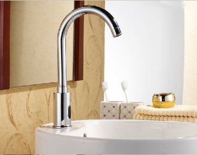 Wholesale And Retail Promotion NEW Chrome Brass Bathroom Sink Faucet Automatic Sensor Vessel Tap For Cold Water [Chrome Faucet-1523|]
