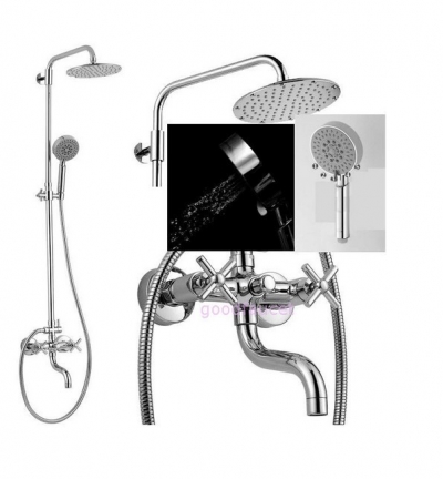 Wholesale And Retail Promotion NEW Chrome Brass Rain Round 8" Shower Set Faucet Bathtub Mixer Tap Combo Shower [Chrome Shower-2209|]