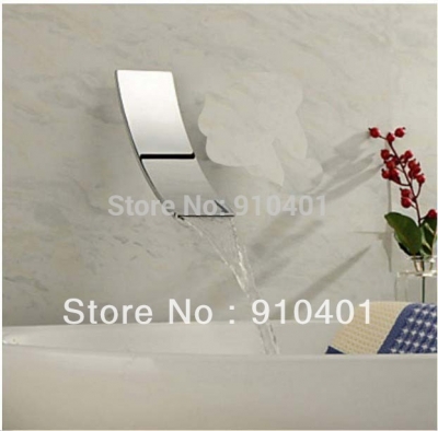 Wholesale And Retail Promotion NEW Chrome Brass Wall Mounted Bathroom Waterfall Spout Bathroom Tub Faucet Spout