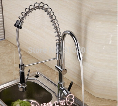Wholesale And Retail Promotion NEW Deck Mounted Kitchen Faucet Dual Swivel Spout Single Handle Sink Mixer Tap [Chrome Faucet-1061|]