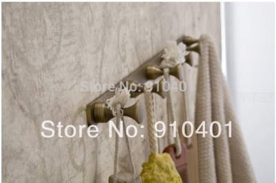 Wholesale And Retail Promotion NEW Luxury Antique Brass Bathroom Accessories Hooks Towel Coat Wall Rack Hangers