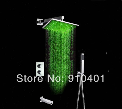 Wholesale And Retail Promotion NEW Luxury LED Thermostatic 10" Rain Shower Faucet Bathtub Mixer Tap Hand Shower [LED Shower-3317|]