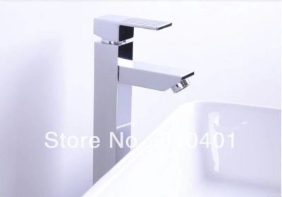 Wholesale And Retail Promotion NEW Tall Chrome Brass Bathroom Basin Faucet Square Style Vanity Sink Mixer Tap [Chrome Faucet-1607|]