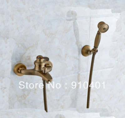 Wholesale And Retail Promotion NEW Wall Mounted Antique Brass Bathroom Shower Faucet Bathtub Shower Mixer Tap [Wall Mounted Faucet-5202|]