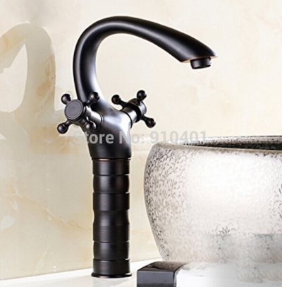 Wholesale And Retail Promotion Oil Rubbed Bronze Tall Bathroom Basin Faucet Dual Cross Handles Sink Mixer Tap [Oil Rubbed Bronze Faucet-3807|]