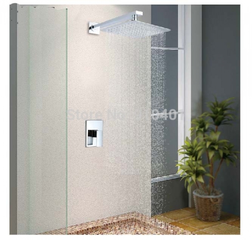Wholesale And Retail Promotion Polished Chrome Brass 10" Shower Faucet Set Rain Shower Head + Valve Mixer Tap