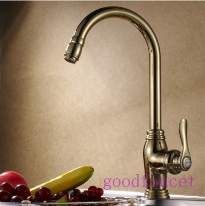 Wholesale And Retail Promotion Polished Gold Swivel Spout Single Handle Brass Kitchen Faucet Sink Mixer Tap