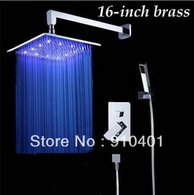 Wholesale And Retail Promotion Wall Mounted 16" Rain Shower Faucet Set Bathroom Tub Faucet Hand Shower Mixer Tap [LED Shower-3430|]