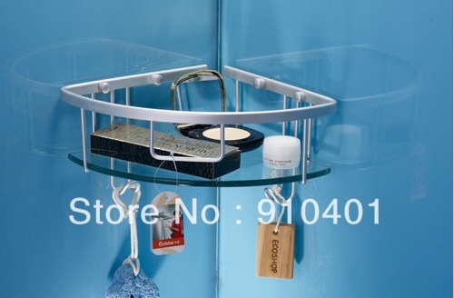 Wholesale And Retail Promotion Wall Mounted Aluminium Bathroom Shower Caddy Cosmetic Glass Shelf Corner Shelf