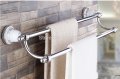 Wholesale And Retail Promotion Wall Mounted Chrome Brass Towel Rack Holder Dual Towel Bars Bathroom Accessory