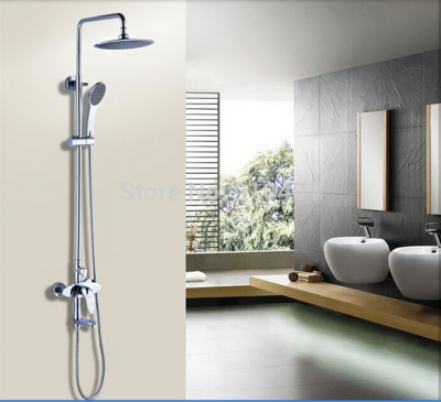 Wholesale And Retail Promotion Wall Mounted Chrome Rain Shower Faucet Tub Mixer Tap Single Handle Hand Shower [Chrome Shower-2076|]