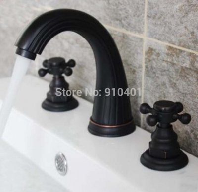 Wholesale And Retail Promotion Widespread Oil Rubbed Bronze Bathroom Faucet Luxury Deck Mounted Sink Mixer Tap [Oil Rubbed Bronze Faucet-3696|]