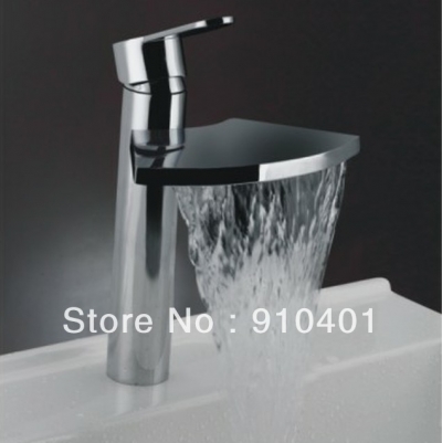 Wholesale and Retail Promotion NEW Waterfall Style Solid Brass Bathroom Faucet Waterfall Basin Sink Mixer Tap
