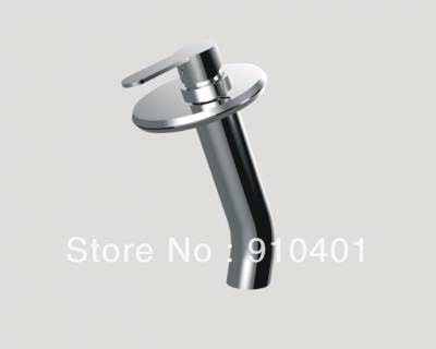 Wholesale and Retail Promotion Tall Style Round Waterfall Spout Bathroom Basin Faucet Single Handle Mixer Tap [Chrome Faucet-1588|]