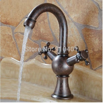 Wholesale and retail Promotion Tall Bathroom Basin Faucet Dual Cross Handles Vanity Sink Mixer Tap Deck Mounted [Oil Rubbed Bronze Faucet-3813|]