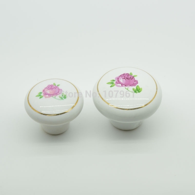 small size 502 hot elegant flower embessed ceramic cabinet door knobs 28g white color 28g wholesales used for cabinet drawers
