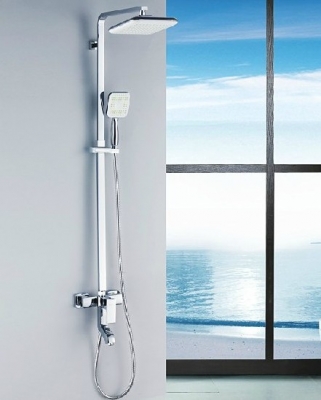 wholesale and retail Promotion Chrome Polished Square Bathroom Shower Set Tub Faucet Handheld Shower Mixer Tap