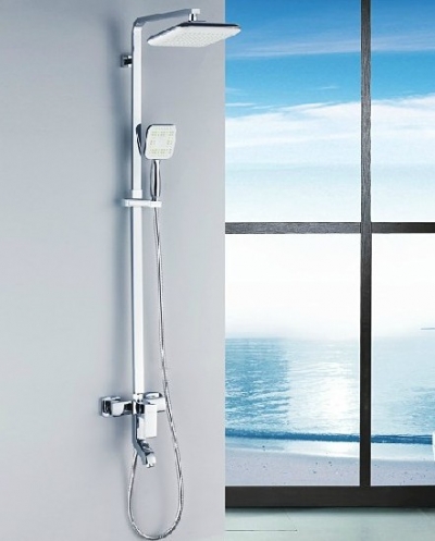 wholesale and retail Promotion Chrome Polished Square Bathroom Shower Set Tub Faucet Handheld Shower Mixer Tap [Chrome Shower-1844|]