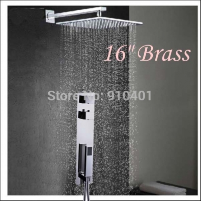 wholesale and retail Promotion Luxury 16" Square Shower Faucet Set Wall Mounted Thermostatic Valve Hand Shower