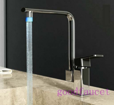 wholesale and retail polished copper led kitchen faucet swivel spout vessel sink mixer single handle kitchen mixer [LEDFaucet-3542|]