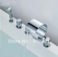 wholesale and retail promotion Deck Mounted Bathroom Tub Faucet Waterfall Spout Mixer Tap W/ Hand Shower Chrome