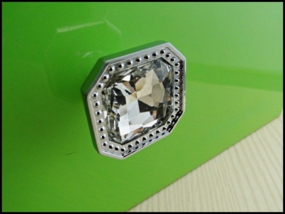 10Pcs Modern Fashion Diamond Glass Chrome Cabinet Drawer Knobs Pull Handle New (Diameter: 32MM)