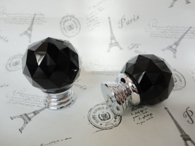 30Pcs Design Fashion K9 Black Crystal Glass Chrome Cabinet Knobs Door Drawer Handle New (Diameter: 30MM Color:Black)