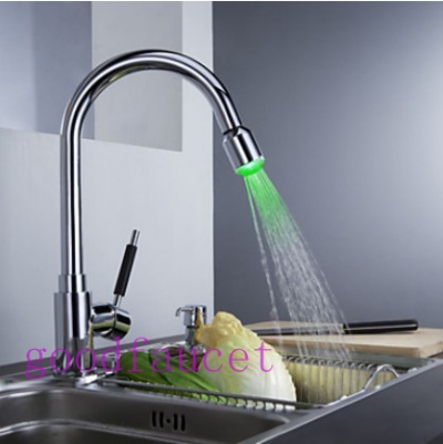 Discount Solid Brass chrome Kitchen Faucet vessel sink mixer hot and cold tap with Color Changing LED Light [LEDFaucet-3546|]