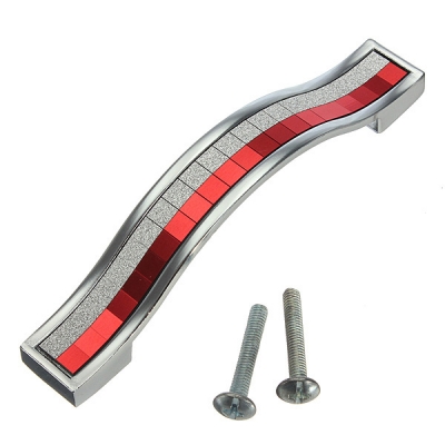 Hot sale Shiny Cabinet Handle Cupboard Drawer Pull Bedroom Handle Modern Furniture Pulls Red 128mm [ZincAlloyKnobs-325|]