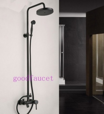 Luxury Rain Oil Rubbed Bronze Shower Set Faucet 8" Shower Head With Tub Faucet Mixer Tap Wall Mounted Shower