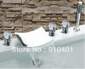 NEW Luxury Contemporary Bathroom Waterfall Bathtub Faucet+Hand Shower+ Glass Handles Chrome Finish