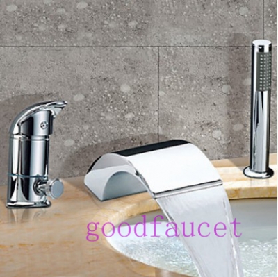 NEW modern waterfall bathroom faucet chrome brass bathtub mixer single handle widespread hot and cold water tap