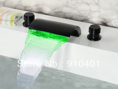Wholesale And Retail Promotion NEW LED Oil Rubbed Bronze Waterfall Bathroom Basin Faucet Vanity Sink Mixer Tap