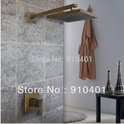 Wholesale And Retail Promotion Antique Brass 8" Rain Square Style Bathroom Shower Faucet Set Wall Mounted Mixer