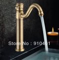 Wholesale And Retail Promotion Antique Brass Bathroom Faucet tap Swivel Spout Vanity Sink Mixer Tap 1 Handle