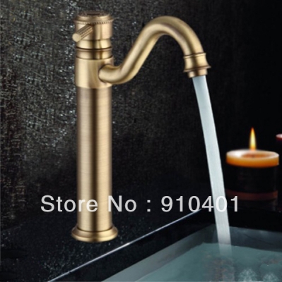 Wholesale And Retail Promotion Antique Brass Bathroom Faucet tap Swivel Spout Vanity Sink Mixer Tap 1 Handle