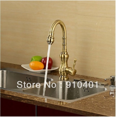 Wholesale And Retail Promotion Antique Brass Swivel Spout Kitchen Faucet Single Handle Vessel Sink Mixer Tap