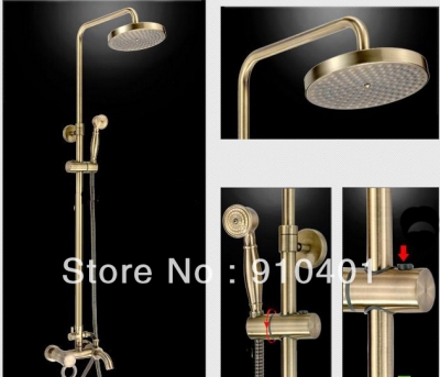 Wholesale And Retail Promotion Antique Bronze Wall Mounted 8" Rain Shower Faucet Set Bathtub Mixer Tap Shower [Antique Brass Shower-479|]
