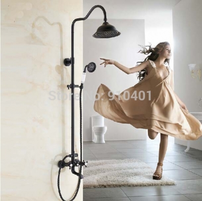 Wholesale And Retail Promotion Bathroom Oil Rubbed Bronze Tub Faucet Rain Shower Faucet Mixer Tap W/ Hand Unit [Oil Rubbed Bronze Shower-3886|]