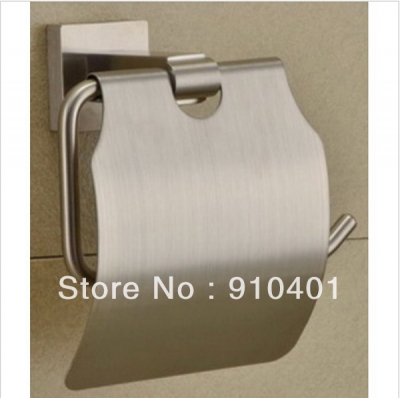 Wholesale And Retail Promotion Brushed Nickel Wall Mount Bathroom Toilet Paper Holder W/ Roll Cover Square Base