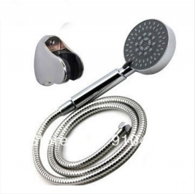 Wholesale And Retail Promotion Chrome ABS Round Style Multifunction Bath Hand Held Shower + Hose + Brack Holder [Shower head &hand shower-4031|]
