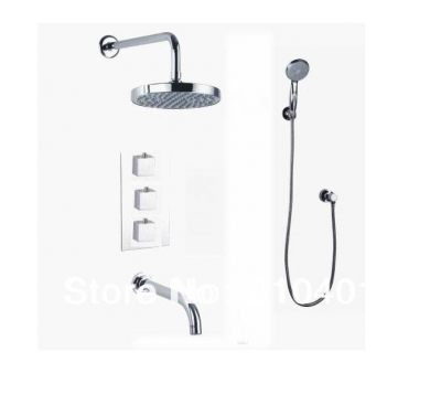 Wholesale And Retail Promotion Chrome Brass Wall Mounted 8" Round Rainfall Shower Faucet Tub Mixer Tap Shower [Chrome Shower-2350|]
