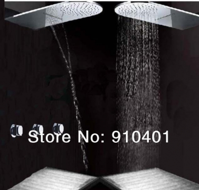 Wholesale And Retail Promotion Chrome Brass Wall Mounted Waterfall Rainfall Shower Head 3 Handles Mixer Valve
