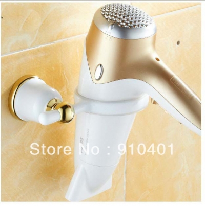 Wholesale And Retail Promotion Fashion White Gold Brass Bath Wall Mounted Stand/Flat Iron Holder for Hair Dryer [Storage Holders & Racks-4449|]