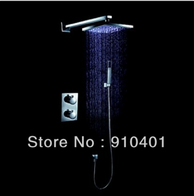 Wholesale And Retail Promotion LED 8" Rain Thermostatic Shower Faucet Bathtub Shower Mixer Tap W/ Hand Shower
