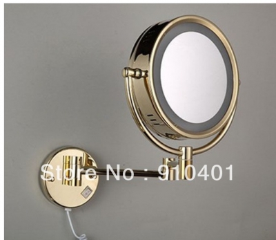 Wholesale And Retail Promotion LED Golden Wall Mounted Bathroom Dual Side Magnifying Makeup Mirror Fold Mirror [Make-up mirror-3568|]