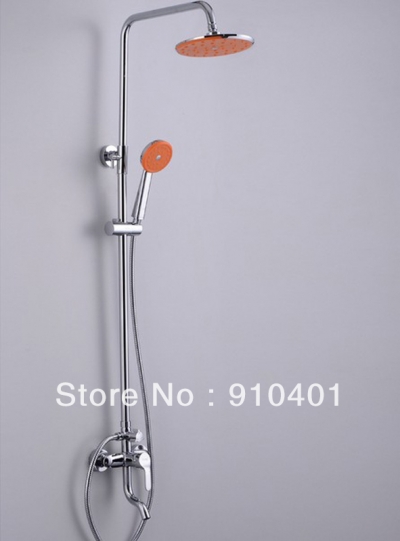 Wholesale And Retail Promotion Luxury 8" Orange Color Rain Shower Faucet Set Bathroom Tub Mixer Tap Chrome Finish [Chrome Shower-2225|]